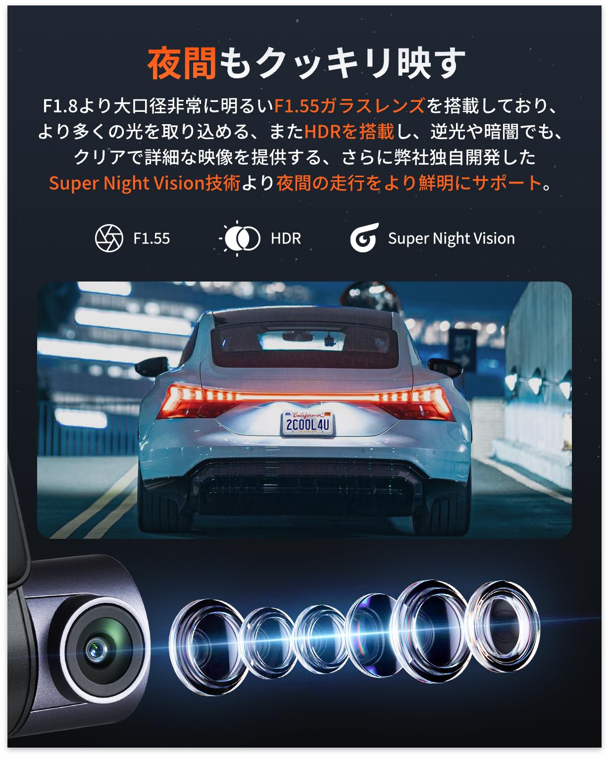70mai Dash Cam A410 前後2カメラ ドライブレコーダー Amazon.co.jp: 【前後2カメラ 370万画素超強暗視】 70mai Dash Cam